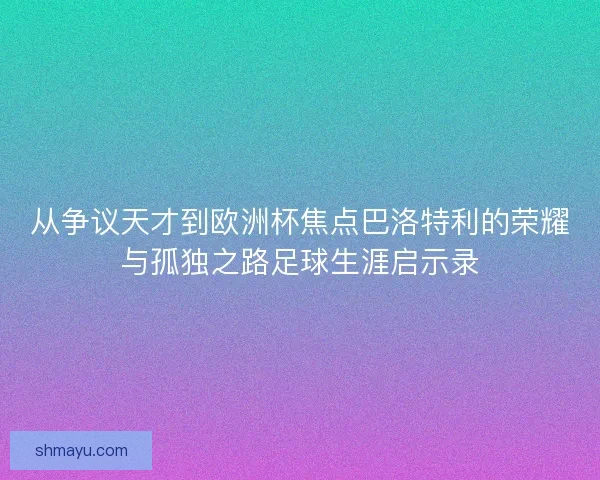 从争议天才到欧洲杯焦点巴洛特利的荣耀与孤独之路足球生涯启示录